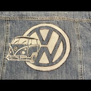 Custom handmade Volkswagen Denim trucker style Jean Jacket vw bus hippie van